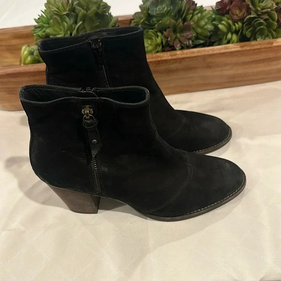 PAUL GREEN Natick Black Suede Zip Ankle Boots booties size UK  7.5 US 9.5 EUC‎ - Picture 1 of 6